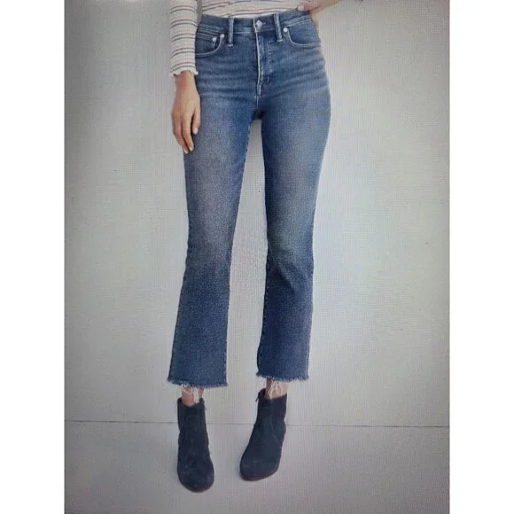 Madewell Cali Demi-Boot Jeans Kick Flare Crop Fleetwood Wash Size 28 - Picture 1 of 12